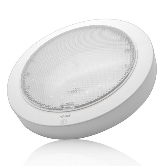Campervan Interior Light - MASO Energy Saving LED Ceiling Dome Light RV DC 12V 9W Downlight for Caravan Motorhome Chrome Warm Boat White