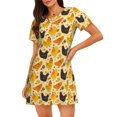 thumbnail image 1 of Balery Funny Chicken Camisón de manga corta con cuello redondo para mujer, cómodo y elegante., 1 of 6