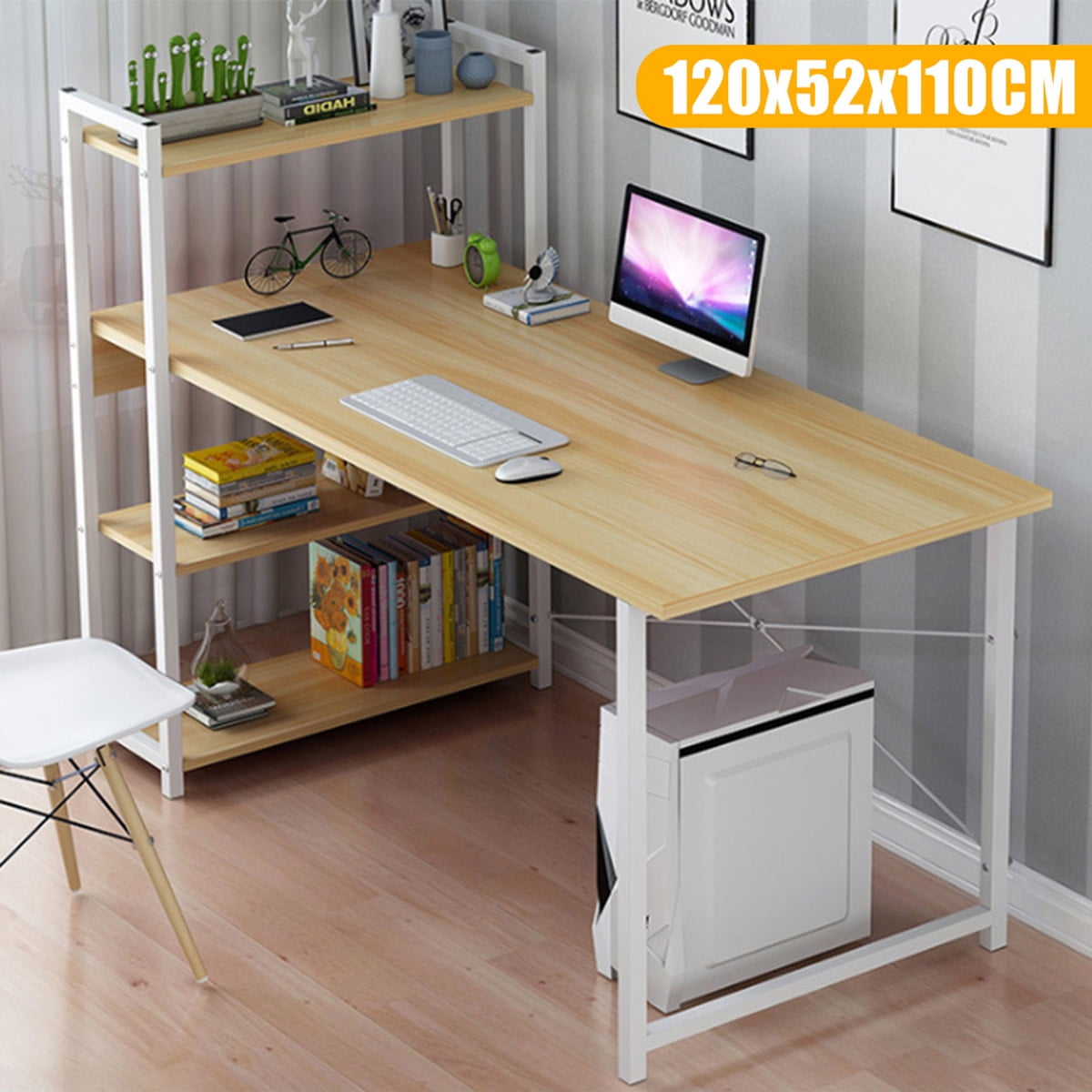 47.2” Children Desk Kids Study Desk Home Computer Table With Shelf Office table 