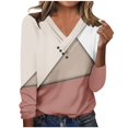 thumbnail image 2 of Aoochasliy Clothess Womens Tops Long Sleeve Shirts Spring Fall Casual Colorblock Round-Neck Stitching Contrast Color T-shirt Blouse, 2 of 5