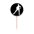 thumbnail image 1 of Winter Sport Skiing Black Outline Toothpick Flags Round Labels Party Decoration, 1 of 3