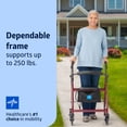 thumbnail image 2 of Andador con ruedas Medline de aluminio con asiento, color burdeos, capacidad de peso de 113 kg, ligero, ruedas de 15 cm, plegable, asas ajustables, ideal para personas mayores., 2 of 5