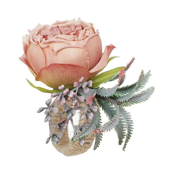 Hebillas de servilleta de anillo de servilleta de flor de Rosa Artificial para la cocina de la boda del hogar