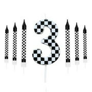wuyuhangppo 7Pcs Birthday Candles Set,Cake Numeral Candles,Racing Cars Themed Birthday Candles for Cake Candle Checkered Decoration
