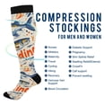 thumbnail image 2 of FORMRS Womens Knee High Socks Casual Long Thick Travel Daily Wear, 1 Pair, Blue Sardines Pattern, 2 of 6