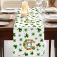 thumbnail image 3 of Saint Patrick's Day Table Runner, Horseshoe Green Botanical Clovers Leaf Cotton Linen Table Runners 72 Inches Long, Dresser Scarf Runner for Dining/Coffee/Kitchen/TV Stands/Cabinets 13''x72'', 3 of 9