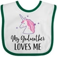 thumbnail image 3 of Inktastic My Godmother Loves Me Unicorn Girls Baby Bib, 3 of 4