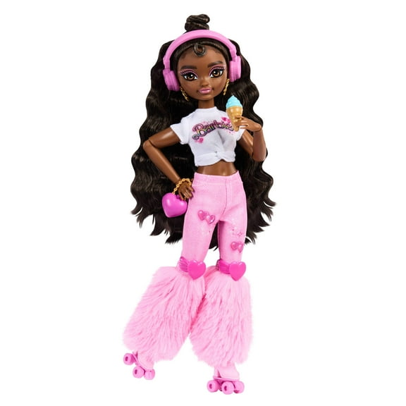 Dream Besties Barbie "Brooklyn" Roller Skating Fashion Doll with 9 Music & Video Themed Accessories