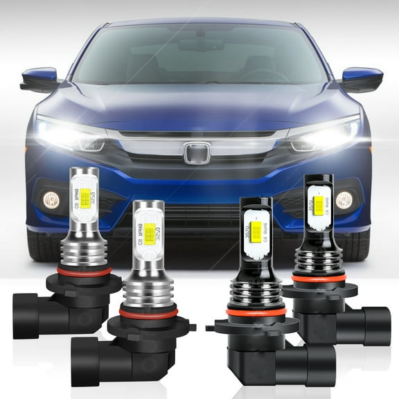 For Honda Civic 2004-2013 2014 2015 Sedan LED Headlight Kit High Low Beam Bulbs