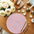 thumbnail image 2 of Pink Round 15 Inch Placemats Set of 6, Grid Checkered Plaid Gingham Lattice Trellis HeatResistant Non Slip Place Mats for Dining Table, Wipeable Braided Kitchen Table Mats for Housewarming, 2 of 9