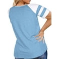 thumbnail image 2 of NISVIYA Summer Plus Size Tops for Women Baseball Shirts Striped Tunics Woman Jersey T-shirts Blue, 2 of 5