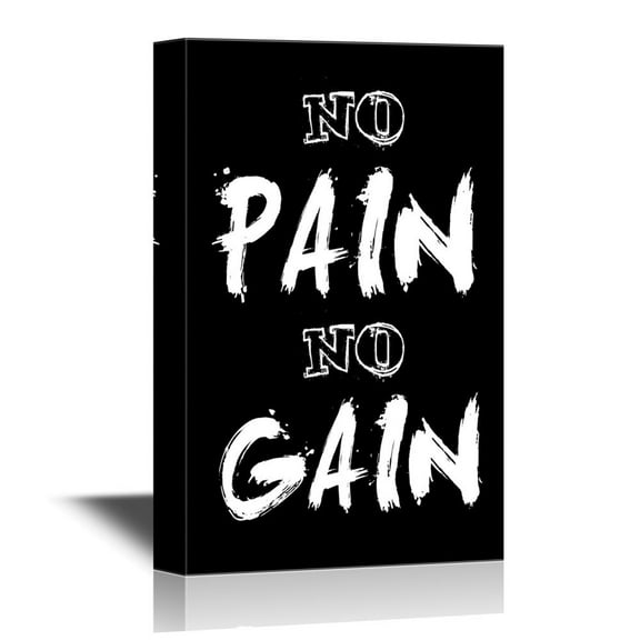 wall26 Gym & Fitness Quotes Canvas Wall Art - No Pain No Gain - Gallery Wrap Modern Home Art | Ready to Hang - 32x48 inches