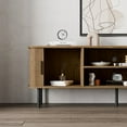 thumbnail image 2 of Mid-Century Modern Media Console, Tambour TV Stand with Storage Cabinet and Shelf for 60" TVs, Walnut Brown, 2 of 11