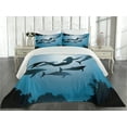 thumbnail image 2 of Ambesonne Underwater Quilted Coverlet 3 Pcs, Mermaid and Dolphins, King Size, Blue Black Petrol Blue, 2 of 4