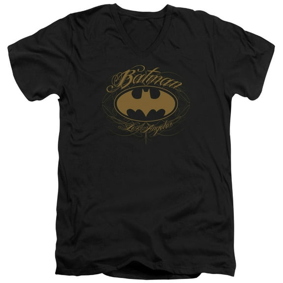 Batman Batman La S/S Adult V-Neck T-Shirt Black