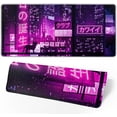 thumbnail image 2 of XL Extended Large Gaming Mouse Pad 31.5x11.8 in Desk Mat Mouse Pads, Tokyo Street Pixel Art Desk Pad Laptop Mousepad PC Keyboard Waterproof Non-Slip Table Mat Purple Retro Japanese Desktop Mat, 2 of 6