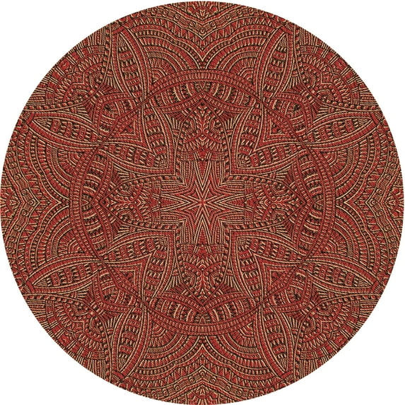 Ahgly Company Machine Washable Indoor Round Transitional Red Area Rugs, 6' Round
