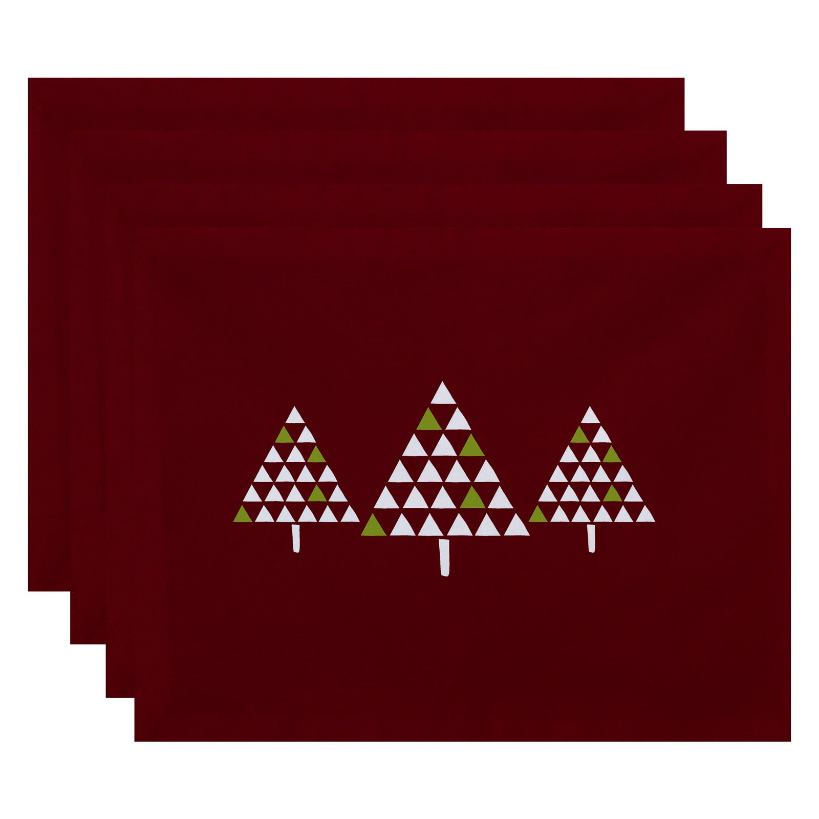 Simply Daisy 18" x 14" Trio of Trees Geometric Print Placemats, Set of 4