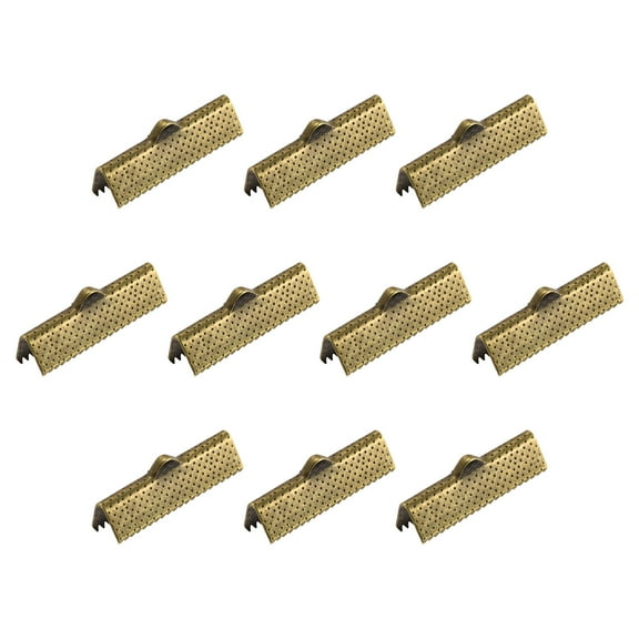 50Pack Ribbon Crimp Clamp Ends 25mm Cord End Clasp for DIY Craft Bronze Tone