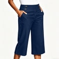 thumbnail image 2 of Oksale Denim Wide Leg Capris for Women Stretch High Waisted Jean Capri Pants with Pockets Loose Cozy Summer Vacation Outfits 2026 Dark Blue L, 2 of 9