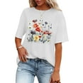 thumbnail image 5 of Red Womens Tops Women Flower Graphic Tees Short Sleeve Shirts 2025 Summer Casual Loose Fit Beach Tops Shirts for Women, 5 of 6