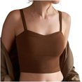 thumbnail image 2 of Tank Tops for Women Plus Size with Bra Pads V-neck Underneath Solid Color Base Chest Wrapped Camisole Coffee L, 2 of 5