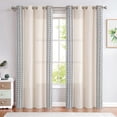 thumbnail image 2 of Lazzzy Linen Curtains Bordered Embroidery Boho Curtains for Living Room Bedroom 95 inch Light Filtering Window Drapes Grommet 2 Panels Blue on Beige, 2 of 8