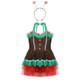 thumbnail image 5 of YiZYiF Girls Christmas Gingerbread Dress with Hair Hoop Holiday Dance Cookie Role Play Outfit Brown 6, 5 of 7