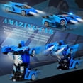 thumbnail image 3 of Remote Control Transforming Car for  Kids with LED Lights,2.4Ghz 1:18  Remote Control Car Transforming Robot,360°Rotation,One-Button Deformation Transform RC Car Toys,Gifts Toys for Boys 3-12, 3 of 6