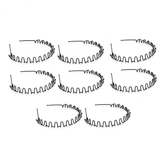 Unisex Black Spring Wave Metal Hoop Hair Band Girl Men`s Head Band Accessory Pack of 8