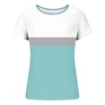 thumbnail image 4 of HongQid Womens' Stretchy Ribbed Round Neck Short Sleeve Gym Workout Slim Fitted Casual Cropped Top T-Shirt, 4 of 5