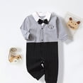 thumbnail image 3 of VERUGU Baby Romper British College Style Fashion Jumpsuit Fall Winter Gentleman Long Sleeve Lapel Outdoor Onesie Gray 14M, 3 of 5