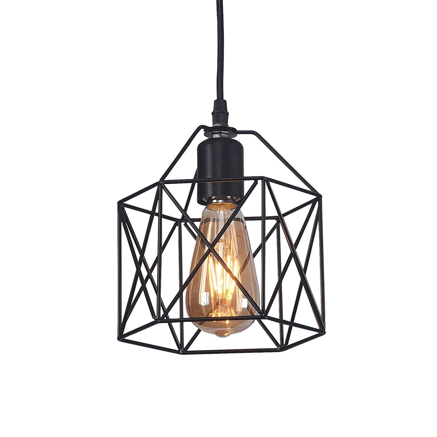 Wideskall 7" Industrial Metal Iron Wire Geometric Mini Pendant Ceiling