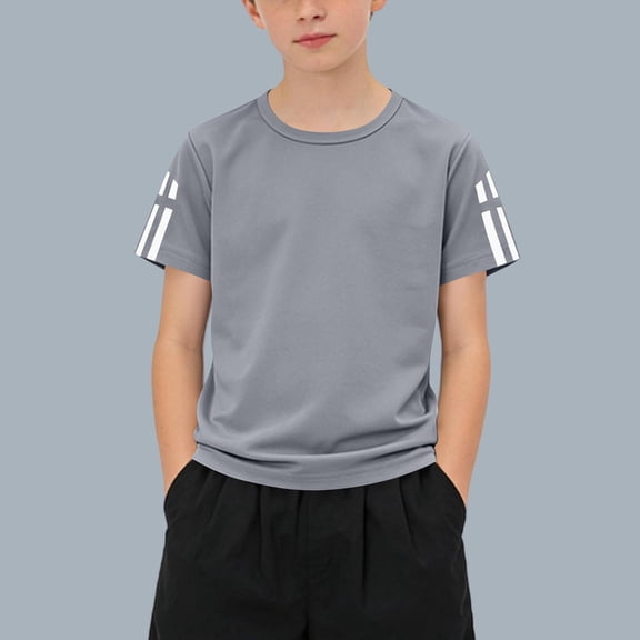 Favoffer Big Kids Quick-Dry Sports Top Fashion Breathable Comfy Regular Fit Crew Neck Short Sleeve Tee for Running Fitness Outdoor Sports Athletic Activity 3-14Y