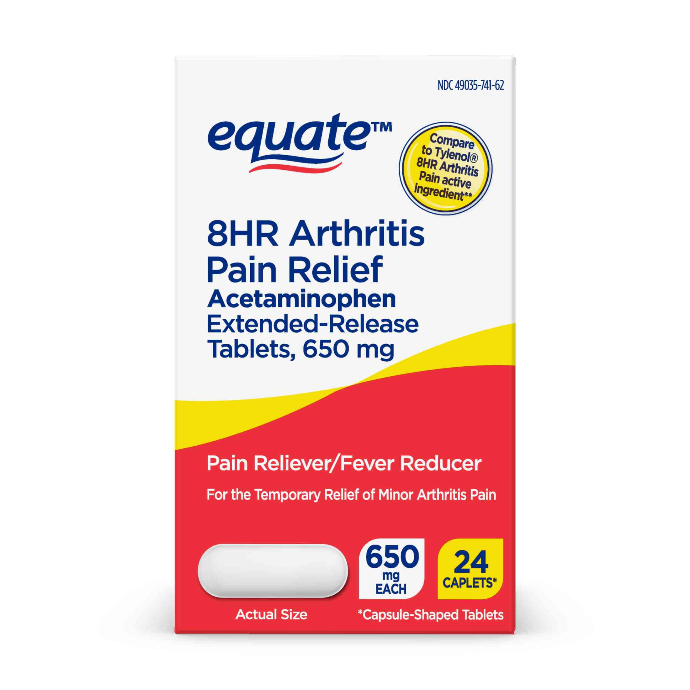 Equate Acetaminophen ExtendedRelease Tablets, 650 mg, Arthritis Pain, 24 Count