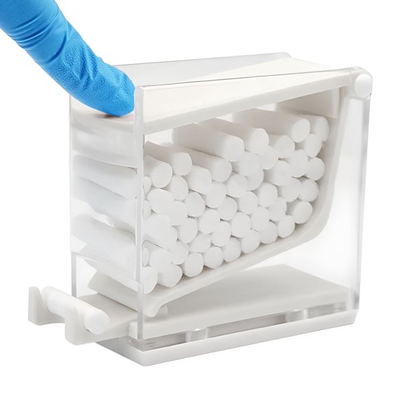 Dental Cotton Roll Dispenser Holder, Press Type, White