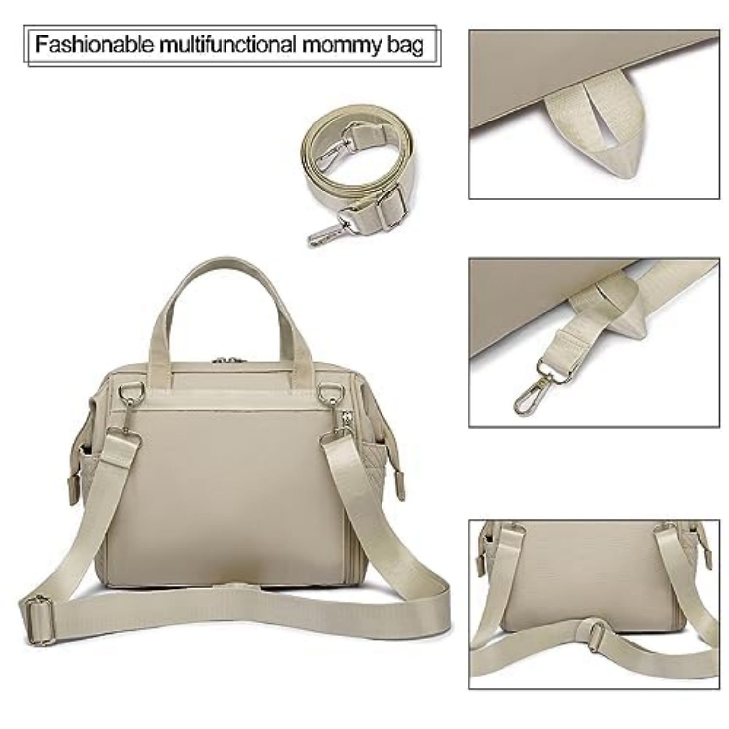 DEFAHN Small Travel Maternity Bag, Waterproof Mini Diaper Backpack with Insulated Pockets, Apricot