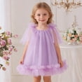 thumbnail image 2 of Girls Sleeveless Party Dress Elegant Gown for Birthday Banquet Piano Recital Solid Square Collar Knee Length Purple 18 Months-24 Months, 2 of 6
