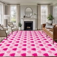 thumbnail image 2 of Valentine's Day Washable Area Rug 5 x 7 ft Heart Shaped Plaid, Soft Non Slip Rugs Stain Repellent Indoor Felt Carpet for Living Dining Room Bedroom Home Office, 2 of 9