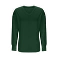 thumbnail image 3 of Womens Plus Size Oversized Tops Split Loose Long Sleeve Sweatshirts Casual V Neck Soft Pullover Tees, Green L, 3 of 5