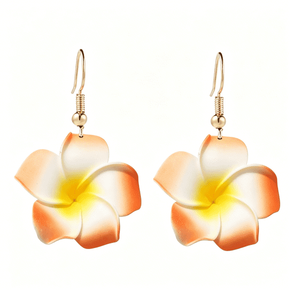 DESIGNICE Hawaiian Plumeria Rubra Dangle Earrings Bohemia Tropical Flower Dangle Earrings Luau Beach Party Accessories for Women Jewelry