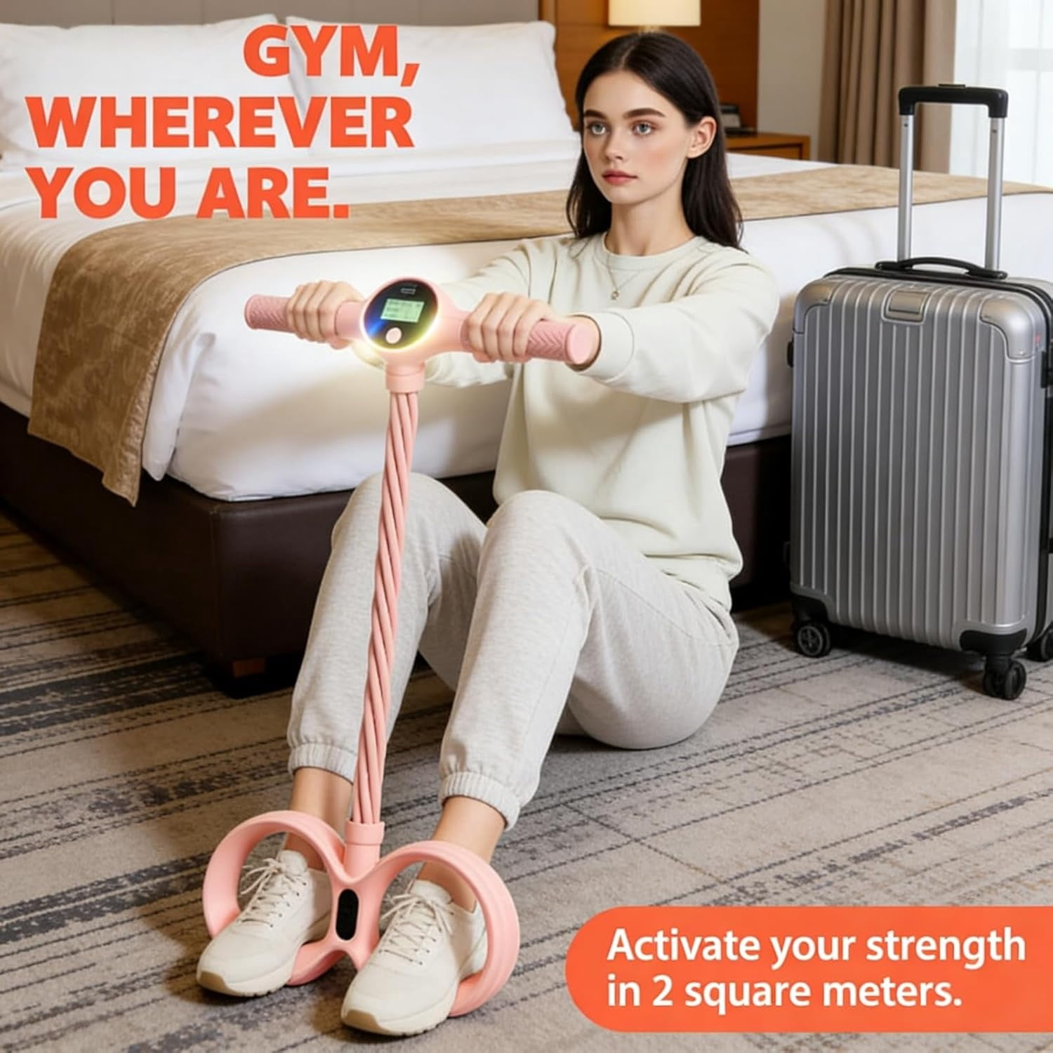 Smart Foot Pedal Puller, 6 Tube Pedal Puller Resistance Band with Digital Counter & Handles, Multifunctional Pedals Pullers Resistance Rope, for Full Body Stretching & Yoga
