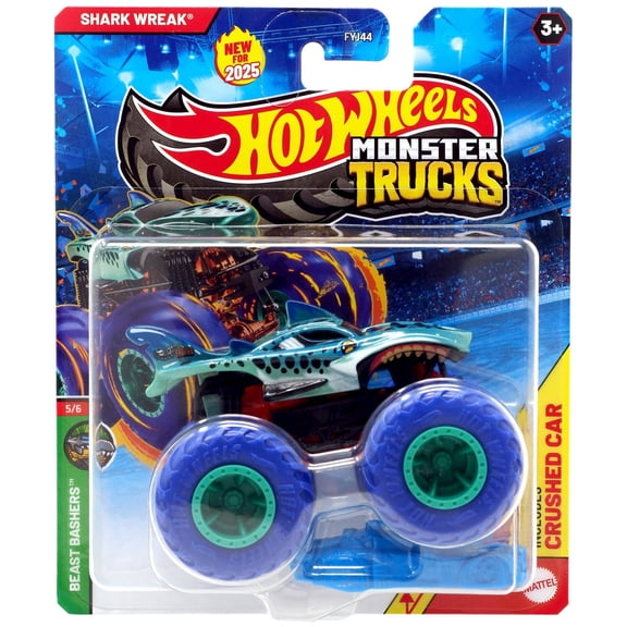 Hot Wheels Beast Bashers Shark Wreak Diecast Car (Green & Blue)