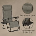 thumbnail image 3 of Lavish Home Set of 2 Outdoor Zero Gravity Chairs with Side Table (Gray), 3 of 7