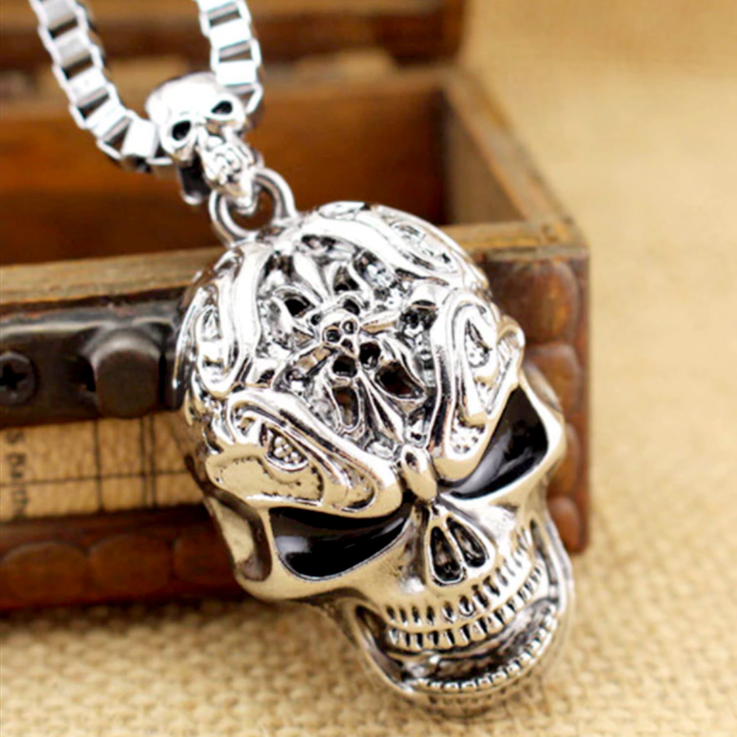 Sterling Silver Skull and Flowers Necklace for Women, Rebirth Jewelry,  Anatomical Skull, Goth Jewellery, Sugar Skull Necklace - Etsy