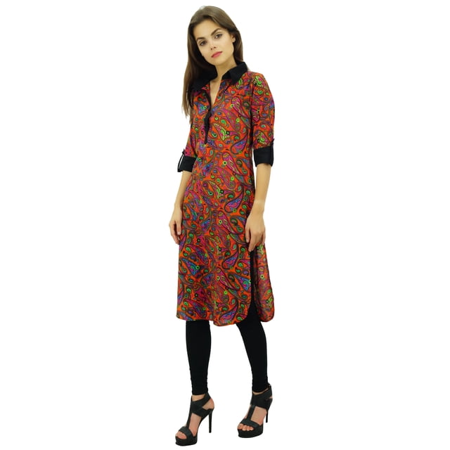 Phagun Tunique Imprimée Droite Designer Chic Col Kurti Kurta en Coton Décontractée-10