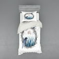 thumbnail image 2 of Ambesonne Nature Bedding Set 4 Pcs, Foggy Forest Crow Watercolor, Queen, Blue Grey Pale Salmon, 2 of 3