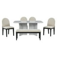 thumbnail image 2 of 6-Piece Dining Table Set,Modern Style Dining Table Set with 1 Table 4 Upholstered Dining Chairs 1 Bench,Irregular Octagonal Tabletop,Marble Appearance,Solid Wood Furniture Set For 6 Persons, 2 of 9