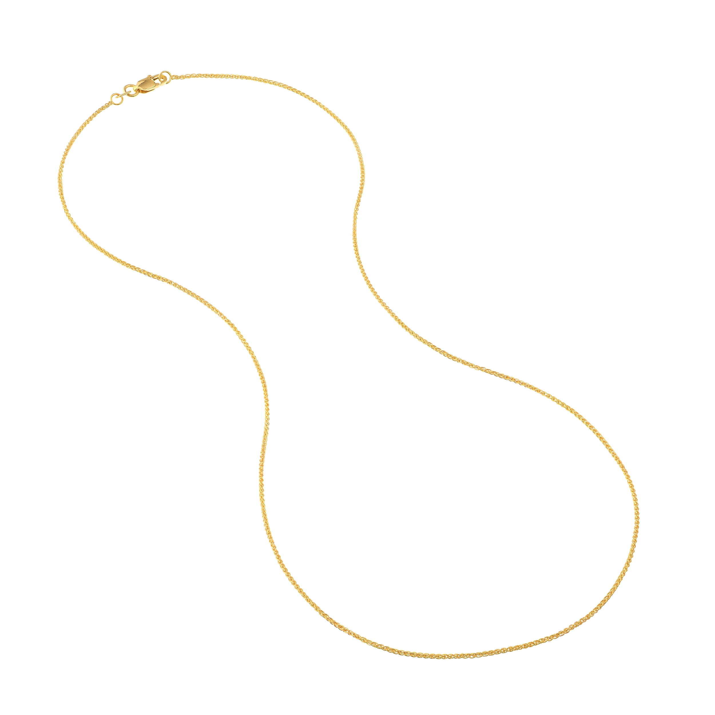 14K Yellow Gold Women's 30" 1.05mm Round Wheat Chain Necklace