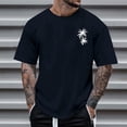 thumbnail image 2 of Krdevn Men's Summer Short Sleeve Round Neck T Shirt Coconut Tree Print Trend Down Shirt Top,XXL, 2 of 4